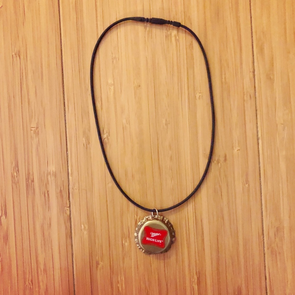 Miller High Life bottle cap necklace